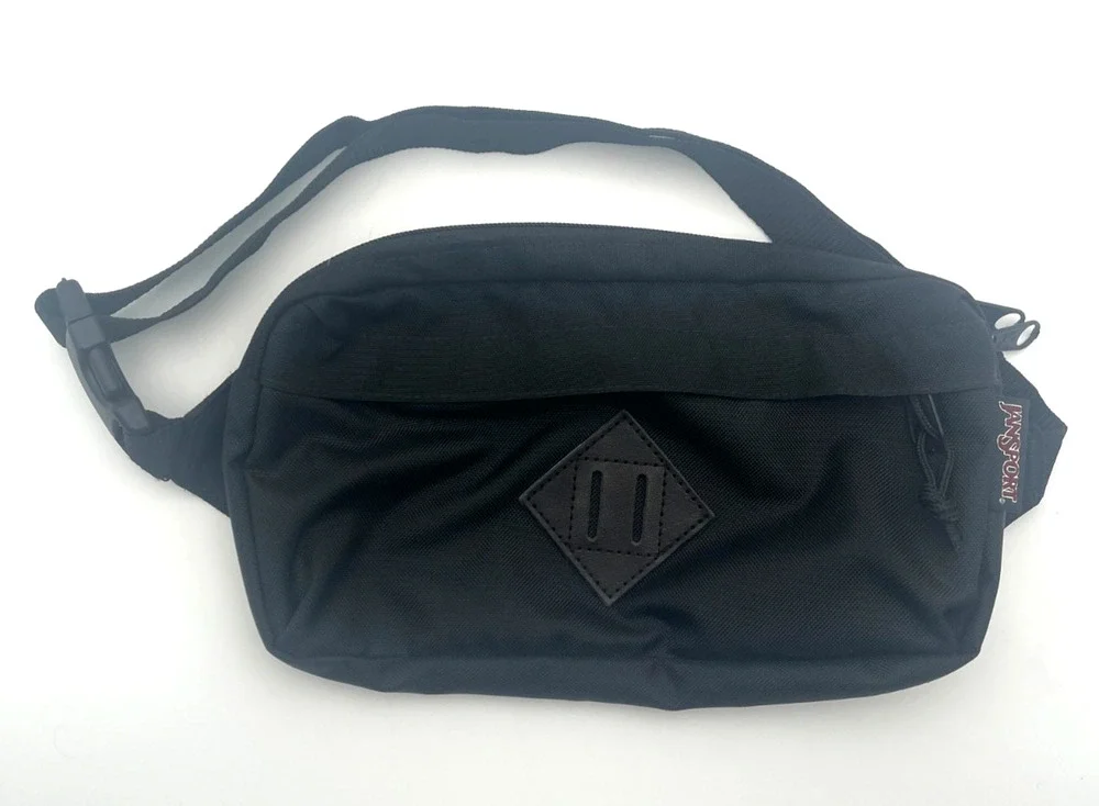 Jansport Waisted Fanny Pack Black Adjustable Waist Belt Vintage Style